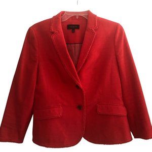 Talbots Coral Red-Orange Cotton Tweed Fringe Lady Jacket Size 6